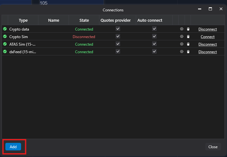 ATAS Add connection